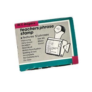 Vintage W.T Rogers‎ Teacher Rubber Stamp With 2 Different Phrases Brand New